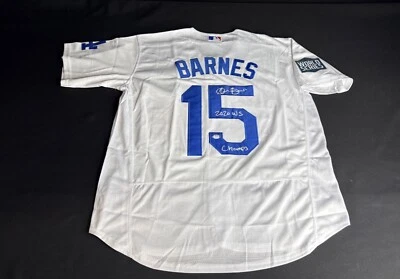 Austin Barnes Signed 2020 WS Jersey Dodgers '2020 WS Champs' PSA 9A50194 - Image 1 of 3
