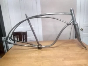 Western Flyer Bike Frame and Fork Vintage Klunker Rat Rod Beach Crusier Raw - Picture 1 of 11