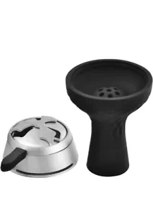 Premium Black Silicon Shisha bowl with Coal Head | HMD | Heat Management Device - Picture 1 of 2