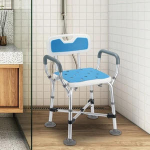 Badhocker Duschhocker Duschsitz Duschstuhl Höhenverstellbarer mit Armlehnen Alu - Bild 1 von 5