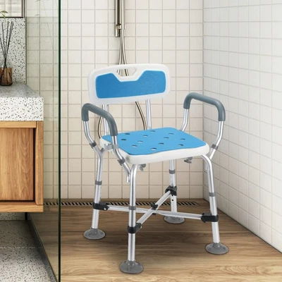Badhocker Duschhocker Duschsitz Duschstuhl Höhenverstellbarer mit Armlehnen Alu - Bild 1 von 4