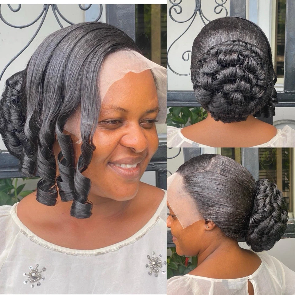 Peruca de coque de noiva. Feito em uma peruca de renda completa. Preto exatamente como na foto - Imagem 1 de 4