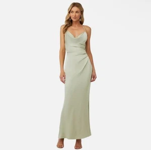 Katie May Ryder Strappy Back Satin Maxi Gown Sage Womens Size Small Formal Gown - Picture 1 of 14