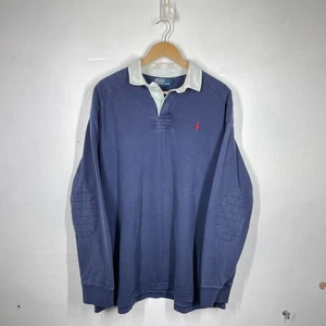Vintage Polo Ralph Lauren Rugby Shirt Mens XXL Navy Blue Pony RL Lo - Picture 1 of 11