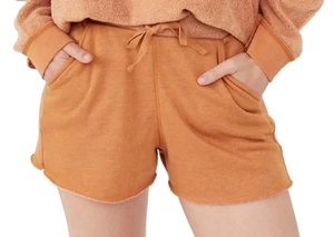 Free People Women's Kelly Lounge Drawstring Raw Hem Shorts in Cognac Small $60 - Picture 1 of 4