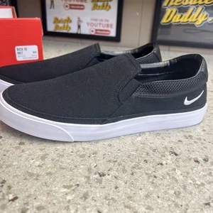 Nike Court Legacy Slip-On Black White Women's Casual Shoes Size 10 New Sneakers - Picture 1 of 10