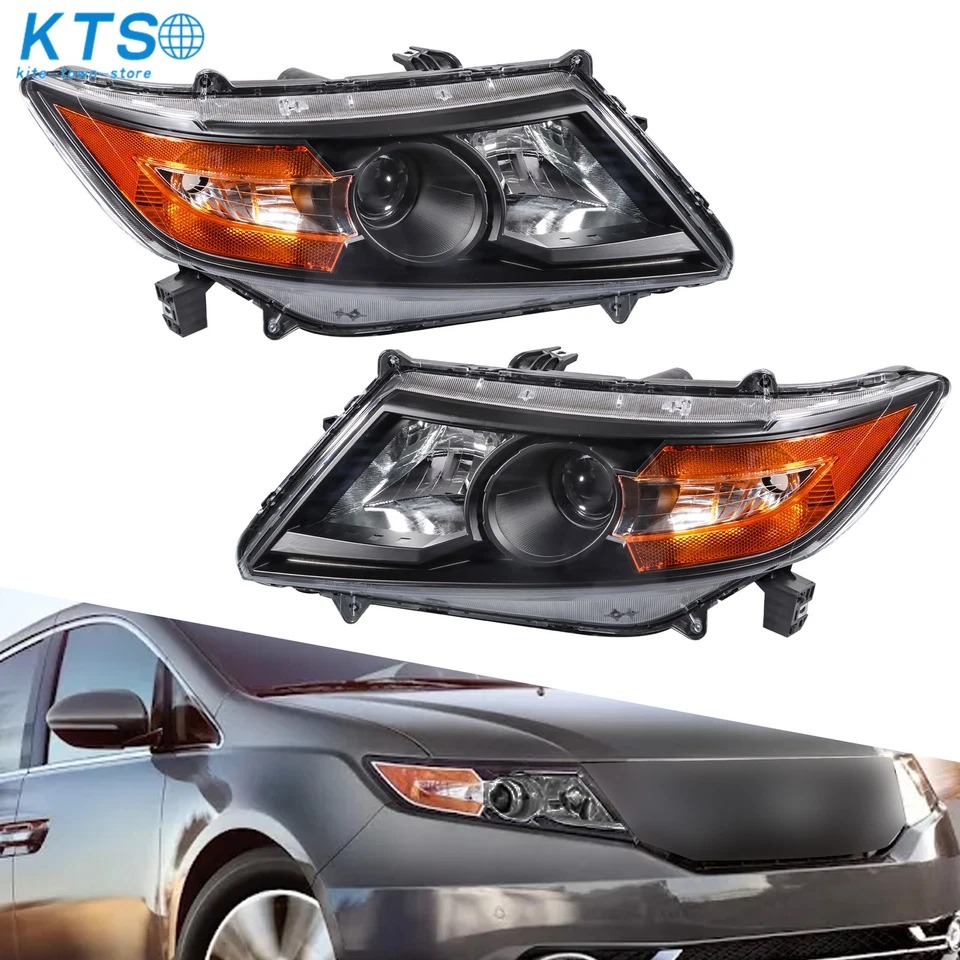 Par de faros delanteros halógenos esquineros ámbar negros para Honda Odyssey 2011-2017 Foto 1 de 4