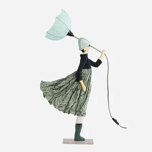 85cm Lamp Windswept Lady Lamp Umbrella Bedside Figurine Floral Green Table Lamp - Picture 1 of 29