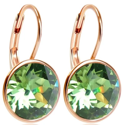 925 Ohrringe Rosegold Grün Kristalle Peridot Sterling Silber vergoldet NOBEL ... - Bild 1 von 4