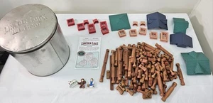 Original Lincoln Logs – L.L. Bean Tin, Wilderness Expedition Real Wood Logs RARE - Picture 1 of 12