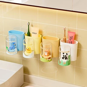 Storage Toothbrush Cup Wall Mounted Kids Toothbrush Stand Bathroom - Picture 1 of 12