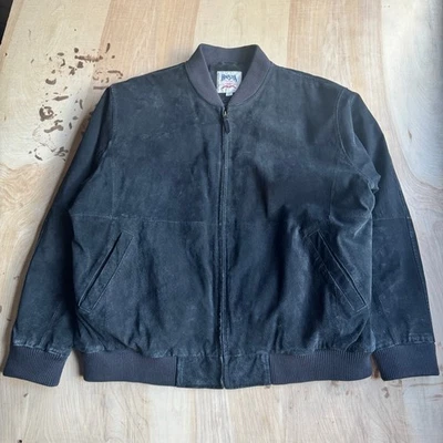 Himalaya Outfitters Men's Black Suede Bomber Jacket Full Zip Vintage XXL Big 2XL - Image 1 of 4