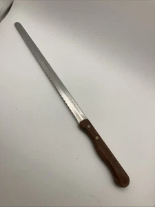 Ekco Vanadium Stainless Steel Vintage Long Serrated Bread Knife Wooden - Picture 1 of 9