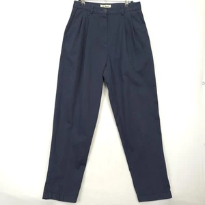 LL Bean Hose Damen 8 blau Chino gerades Bein Plissee Taschen normale Passform - Bild 1 von 11