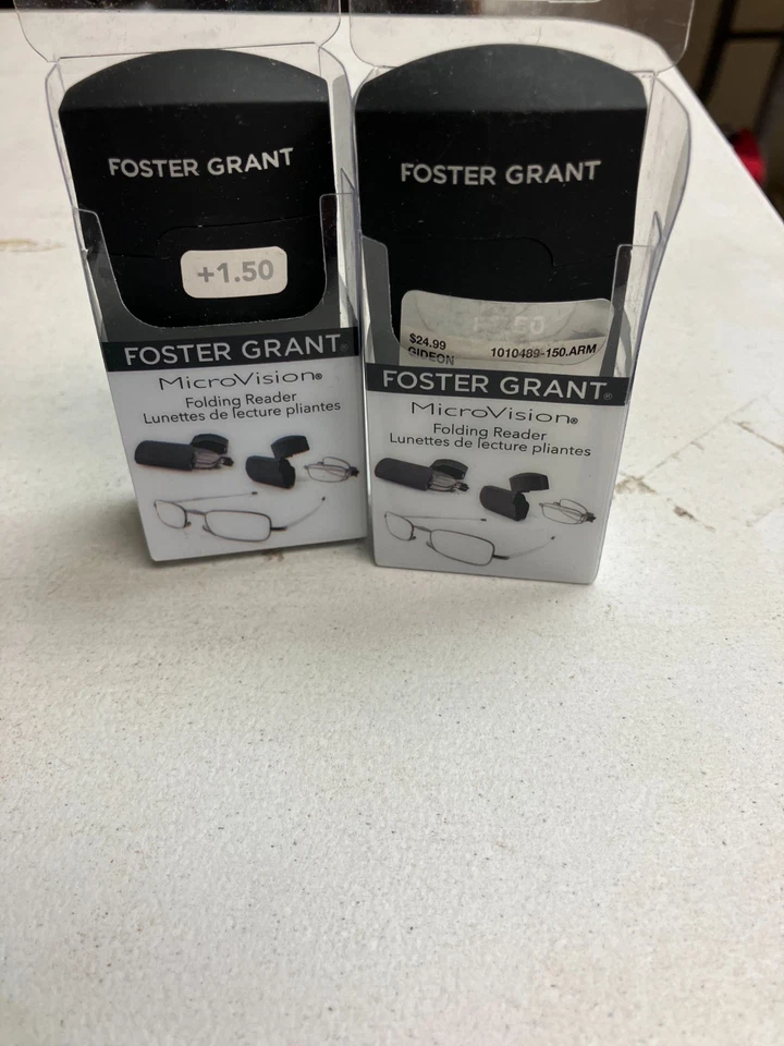 2 pares de lectores planos plegables nuevos Foster Grant con estuche rígido negro. 2,75!!! Foto 1 de 4