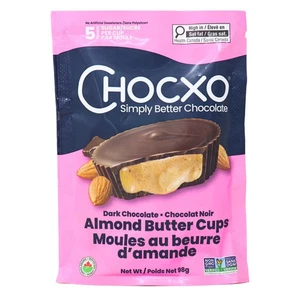 4 Bags of Chocxo 60% Cacao Dark Chocolate Almond Butter Cups 98g Each Canada - Picture 1 of 4