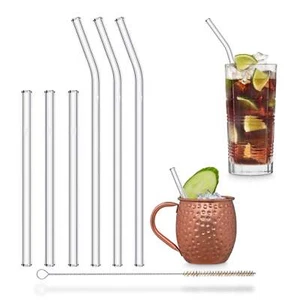 HALM 3x 23cm (Gebogen) + 3x 15cm (Gerade) Glasstrohhalme Glasstrohhalme Glastrin - Bild 1 von 6