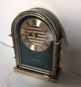 Bulova Archtop Jukebox Green Faux Jade Mantle Shelf Desk Alarm Clock. - Picture 1 of 11