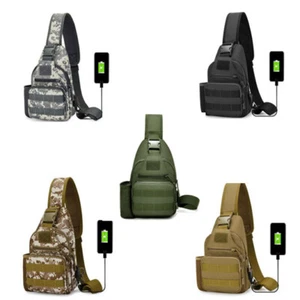 Men Backpack Molle Tactical Sling Chest Pack Shoulder Bag Outdoor Hiking Travel - Picture 1 of 21