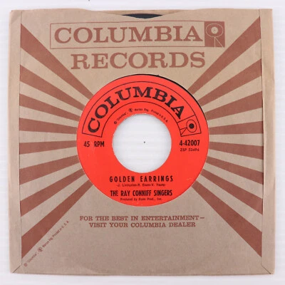 Ray Conniff Singers – Golden Earrings/Thrill Is Gone 1961 45 rpm Record 4-42007 - Image 1 of 4