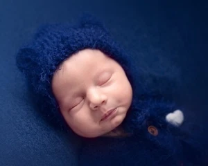 Blue hat and Jumpsuit Newborn Photography Prop - Picture 1 of 2