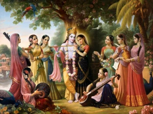 Krishna Culture CV132SB Radha Gopinatha & Asta Sakhis - Druck auf Leinwand 12" x 16 - Bild 1 von 1
