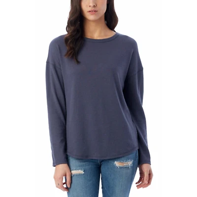 ALTERNATIVA NUEVA $46 Hombro Caído Vintage Tejido Pesado Top Azul Marino Grande Foto 1 de 3