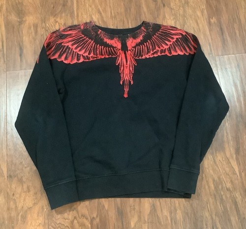 Marcelo Burlon Wings Felpa Girocollo Regolare Uomo Rosso Nero XS