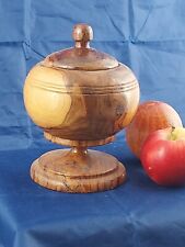 ANTIQUE-"OLIVE WOOD",HAND TURNED-TOBACCO,"JAR/POT/ BOX"-VARNISHED-"EARLY 20TH C"