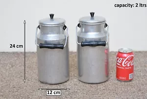2x kleine 2 ltr Vintage alte Aluminium Milchkünmeldose Milchküneltopf - KOSTENLOSER VERSAND - Bild 1 von 8