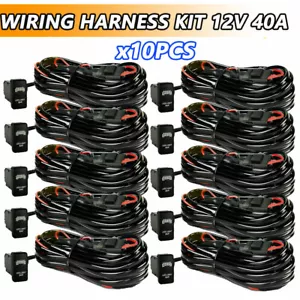 Universal Car Boat LED Light Bar Rocker Switch Relay Wiring Harness Kits 12V 40A - Picture 1 of 12