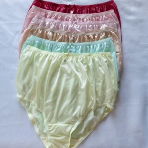 6 Nylon Big Underwear Granny Panties Soft Smooth Silky Woman High Waist 40"-45" - Picture 1 of 12