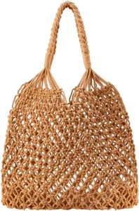 Women'S Beach Straw Handbag Woven Tote Fishing Net Beach Bag Large Capacity Mesh - Picture 1 of 8
