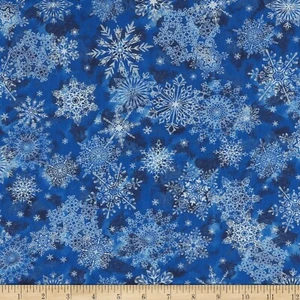 108" Wide Quilt Backing Snowflakes Holiday Blue Cotton Fabric Print BTY D263.25 - Picture 1 of 1