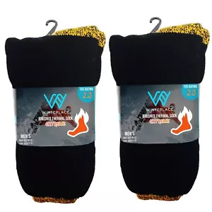 Men's Heavy Duty Thermal Brushed Socks - 2 Pairs Black w/Orange Sock Size 10-... - Picture 1 of 8