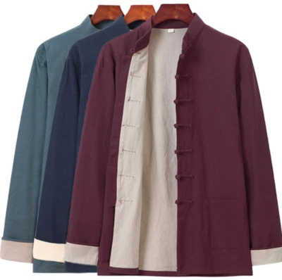 Мужской хлопковый льняной хвостовик костюм тайчи боевых искусств Wing chun куртка кунг-фу пальто - Изображение 1 из 4