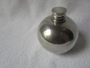 Parfüm-Flacon Pewter Troika England Edelstahl hand made Kugel mit Schraubdeckel - Bild 1 von 8