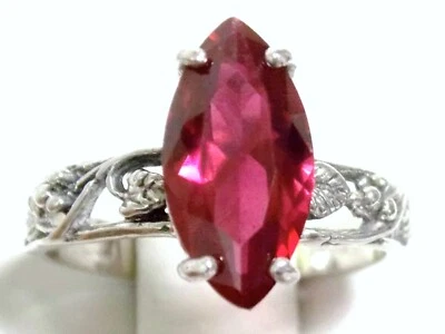 Red Lab Ruby Size 7 Ring 925 Sterling Silver Grapevine 3ct MQ USA Made - Image 1 of 4