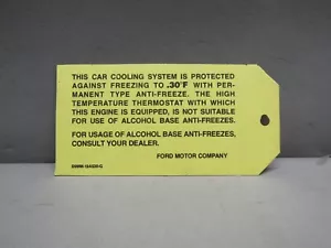 Ford radiator coolant anti-freeze tag - Picture 1 of 1