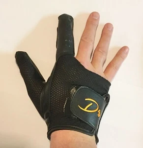 Drumming Gloves (D's)Black Leather/Mesh,NEW 3-Fingerless Design,Adjustable, MED. - Picture 1 of 8