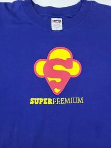 Vintage 90s Super Premium Ben & Jerrys Ice Cream L/S Tee, L, 21.5x29", Blue - Picture 1 of 17
