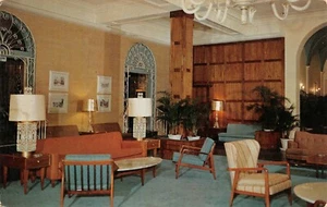 Broadway Hotel Interior Lobby Scene Fort Lauderdale,FL Vtg 1956 Postcard - Picture 1 of 2