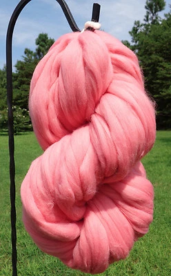 Bubble Gum Pink Wool Roving - Spin into Yarn, Needle & Wet felting, Wool Fiber - Image 1 of 4