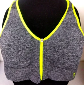 Danskin Now RN 86752 Gray Nylon Zip Front Racer Back Sports Bra Size L      (50) - Picture 1 of 15