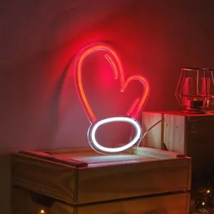 LED Santa Gloves Neon Light Sign Dimmable Game Room Christmas Decor Nightlight - Picture 1 of 2