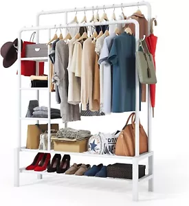 Double Heavy Duty Clothes Rail Cloth Rack for Bedroom 120KG Load Hanging Display - Picture 1 of 7