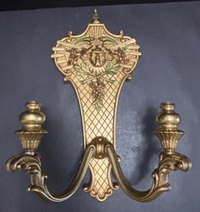 Louis XIV Gilt Wall Sconce 17" Double Arm Sun King Franklin Mint Spain c1989 - Picture 1 of 16