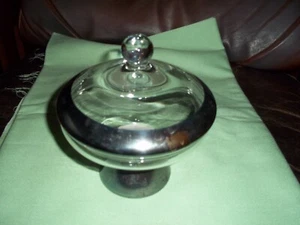 Dorothy Thorpe Mid Century Modern Sterling Silver Band Candy Dish with Lid - Picture 1 of 4