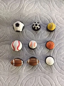 SPORTS BALLS JIBBITZ SHOE CHARMS BASKETBALL FOOTBALL BASEBALL SOCCER TENNIS GOLF - Picture 1 of 10