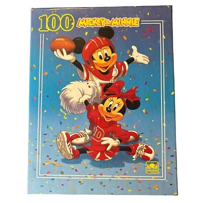 Vtg Disney Friends Mickey Minnie Football & Cheer Golden 100 Puzzle Sealed New - Image 1 of 4
